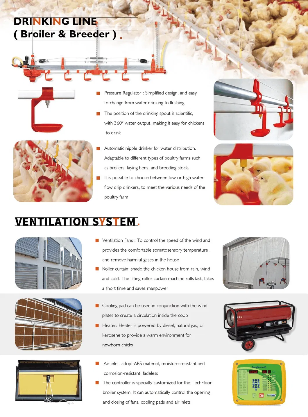 Poultech Broiler Floor Raising System Shed with Automatic Feeders and Drinkers
