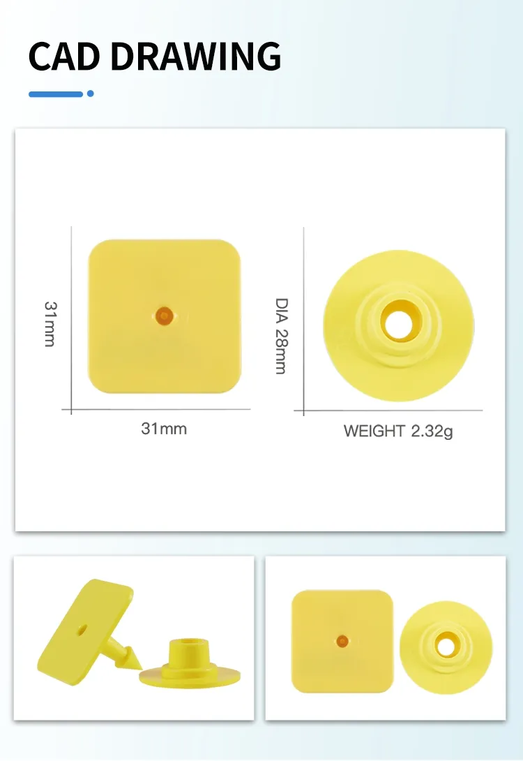 UHF Eartag Square-Head Non-Metal 860-960MHz ISO18000-6c Pig-Sheep