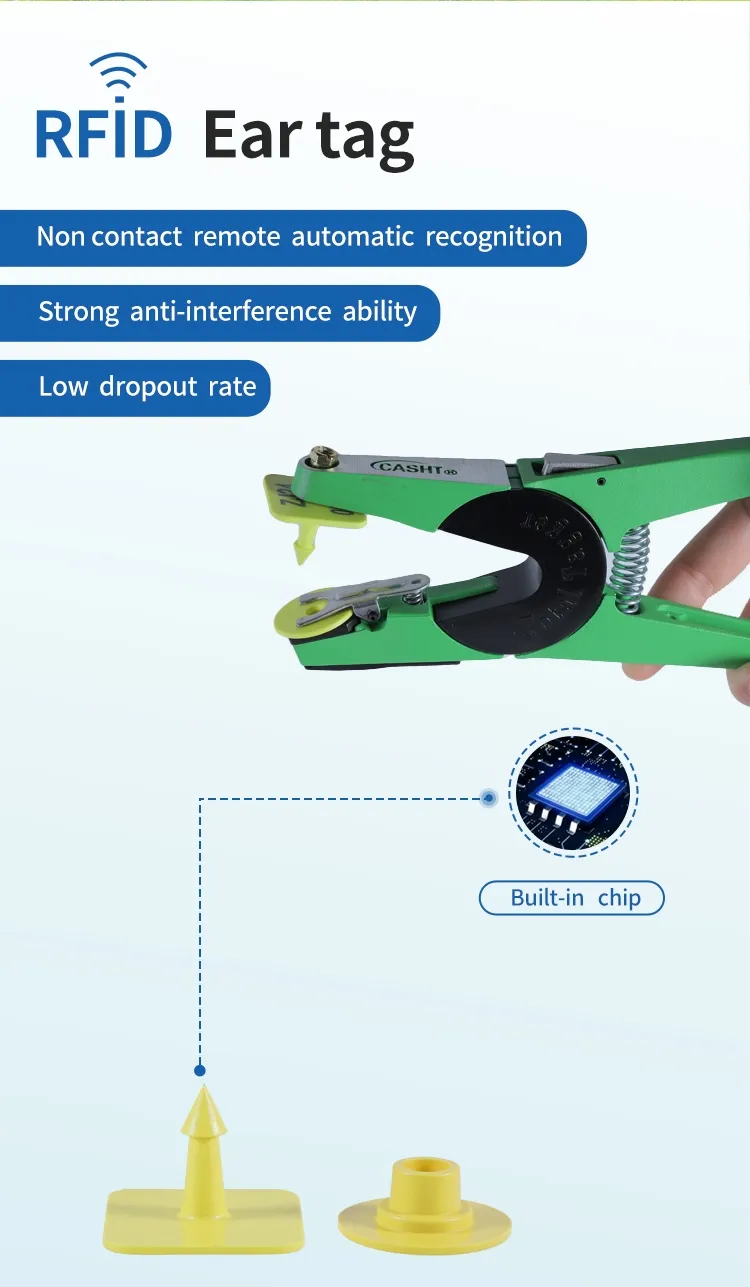 UHF Eartag Square-Head Non-Metal 860-960MHz ISO18000-6c Pig-Sheep