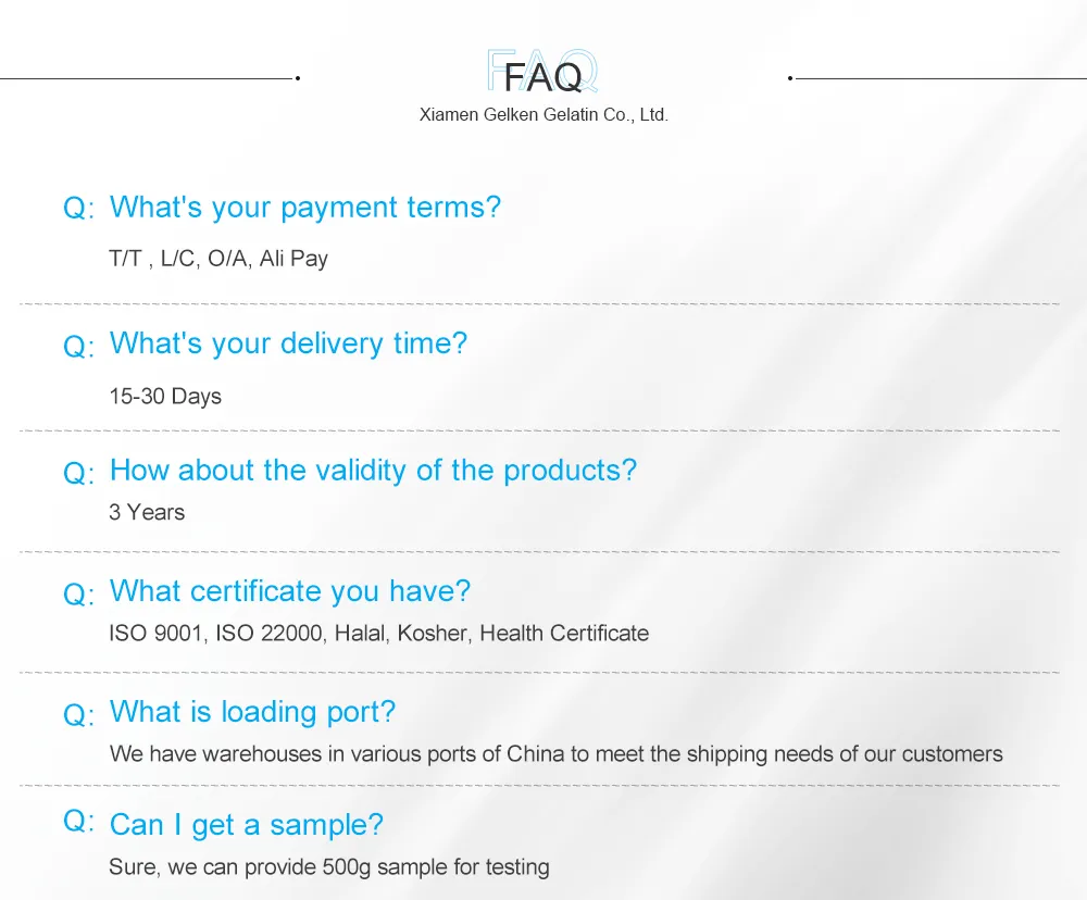 Gelatin Halal Approved Edible Fish Gelatin for Dairy Desserts Bakery Candy with High Transparency, Odorless & Halal Industry Certification
