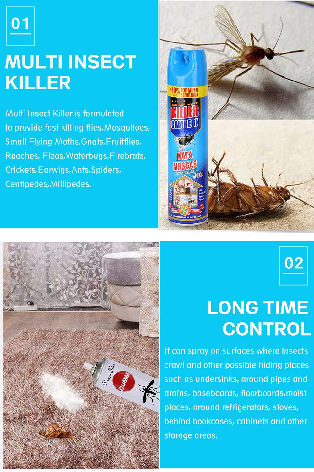 Insecticide Spray Mosquito Roach Killer Pest Insect Control Aerosol Chemical Bug Zapper