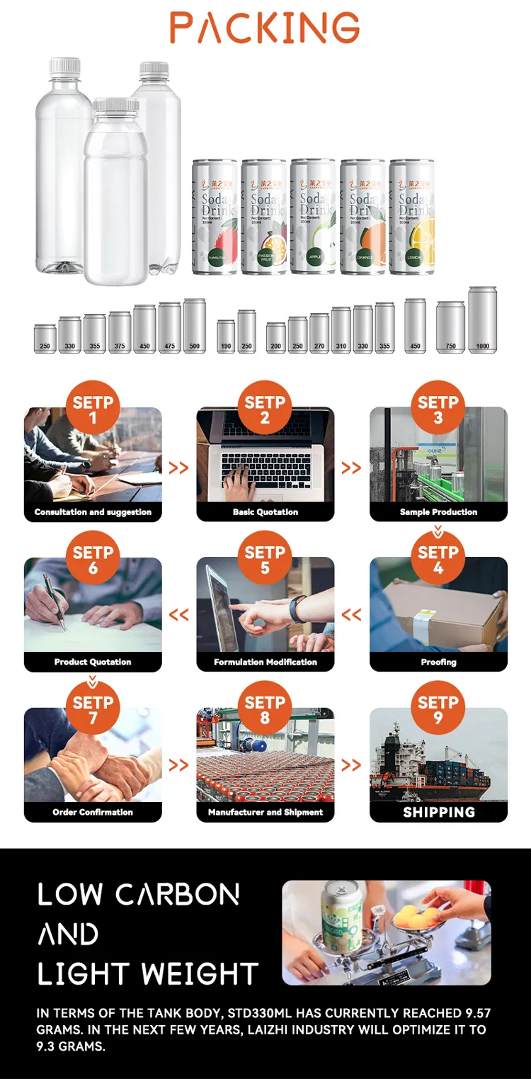 OEM ODM Canned Fruit Flavor Carbonated Drink/ Soda /Sparkling Water Custom Flavors High Quality Fruit Juice Private Label Juice Low Sugar Natural Fruit