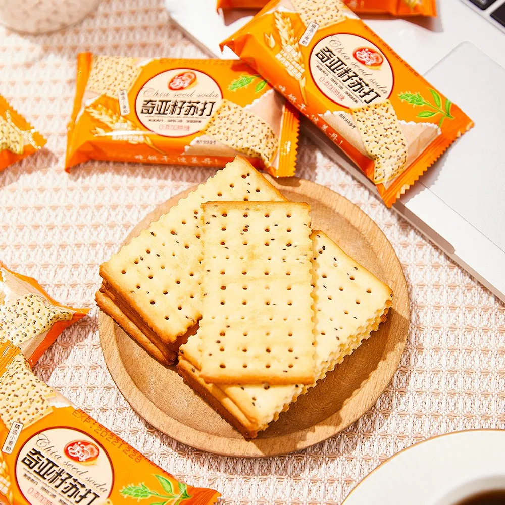 Hot Sale Sesame Flavor Salt Soda Saltine Crackers Chia Seed Soda Cracker