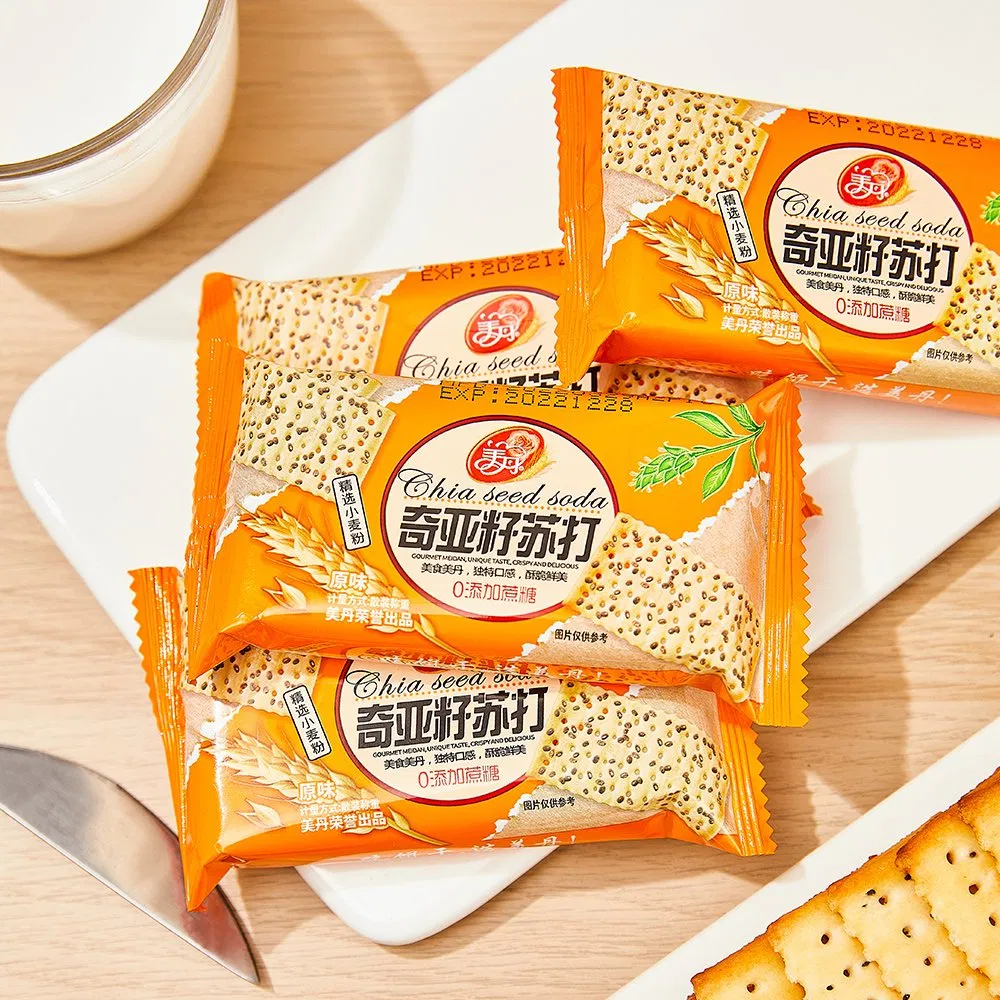 Hot Sale Sesame Flavor Salt Soda Saltine Crackers Chia Seed Soda Cracker