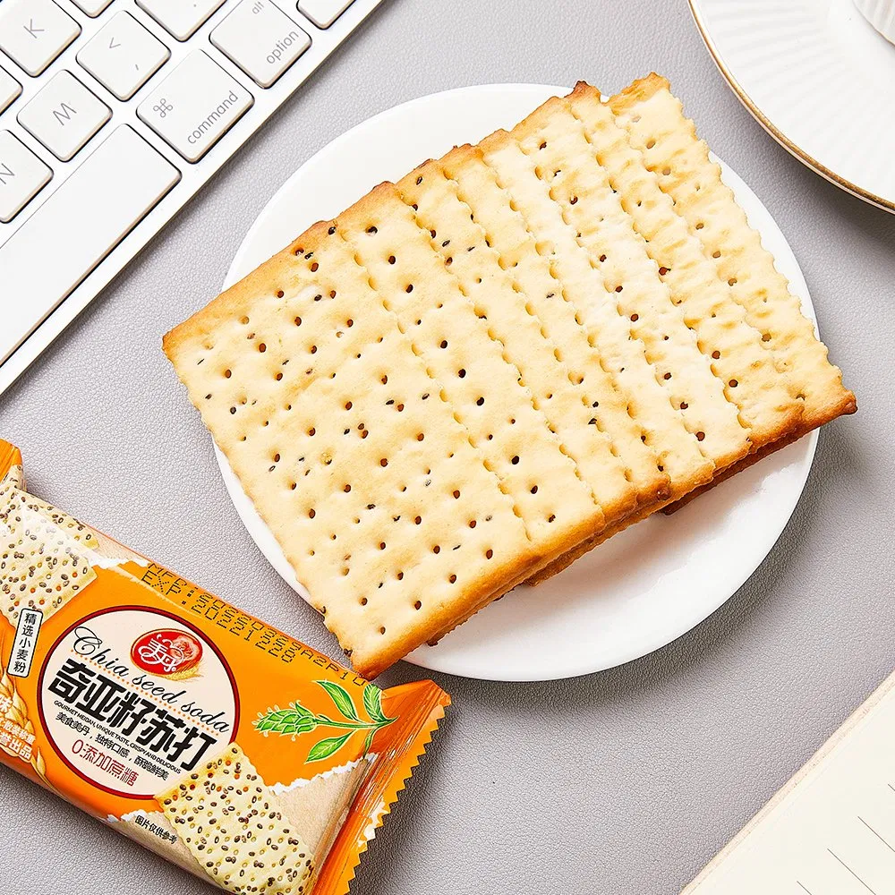Hot Sale Sesame Flavor Salt Soda Saltine Crackers Chia Seed Soda Cracker