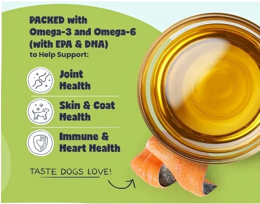 Salmon Oil for Dogs & Cats Helps Maintain Normal Skin Moisture and Hair Health