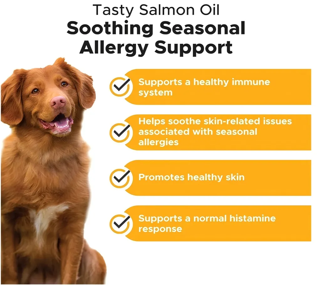 Salmon Oil for Dogs & Cats Helps Maintain Normal Skin Moisture and Hair Health