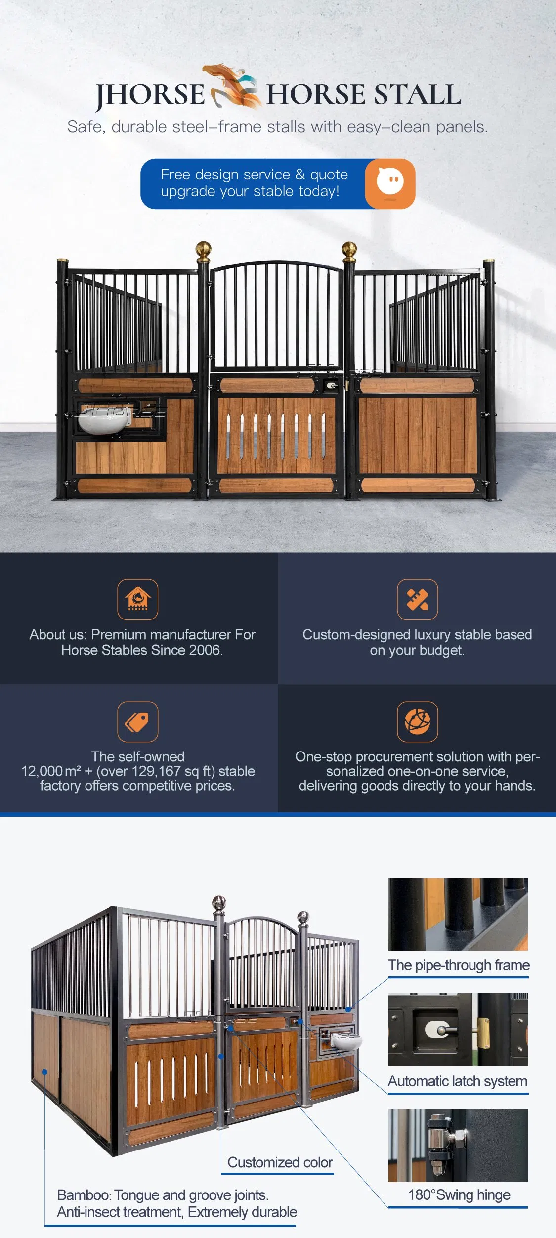 Indoor Horse Stall Box Horse Stable Fronts for Sale E-01