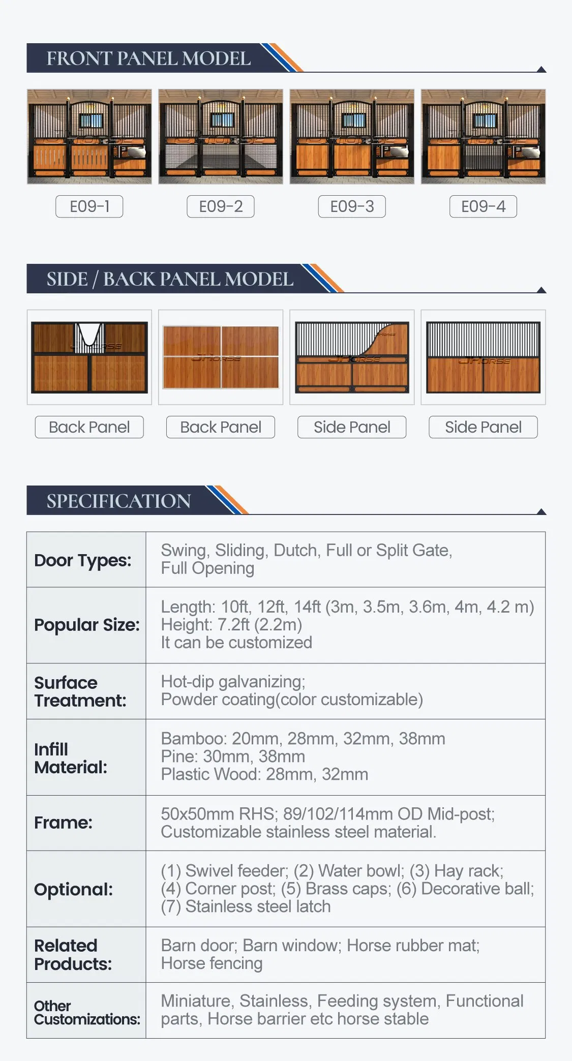 Indoor Horse Stall Box Horse Stable Fronts for Sale E-01