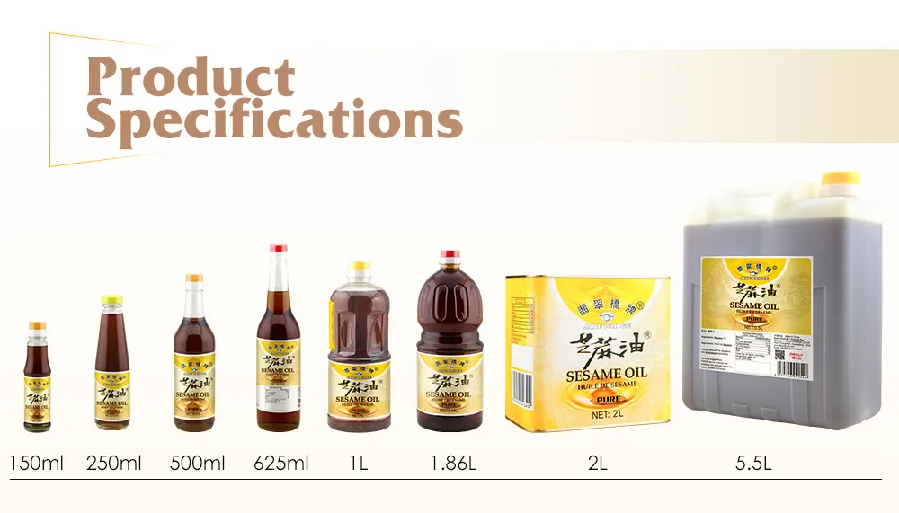 OEM Factory 625 Ml Jade Bridge Pure Sesame Oil Bulk for Supermarket Cuisine