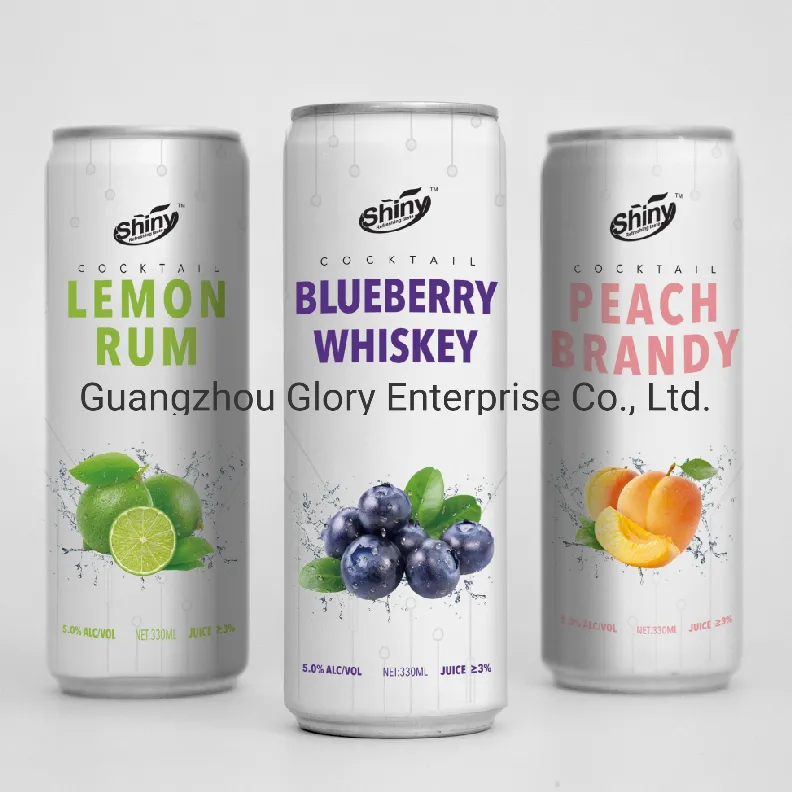 330ml Peach Brandy Cocktail with Blueberry Juice 3% and Alcohole 5%