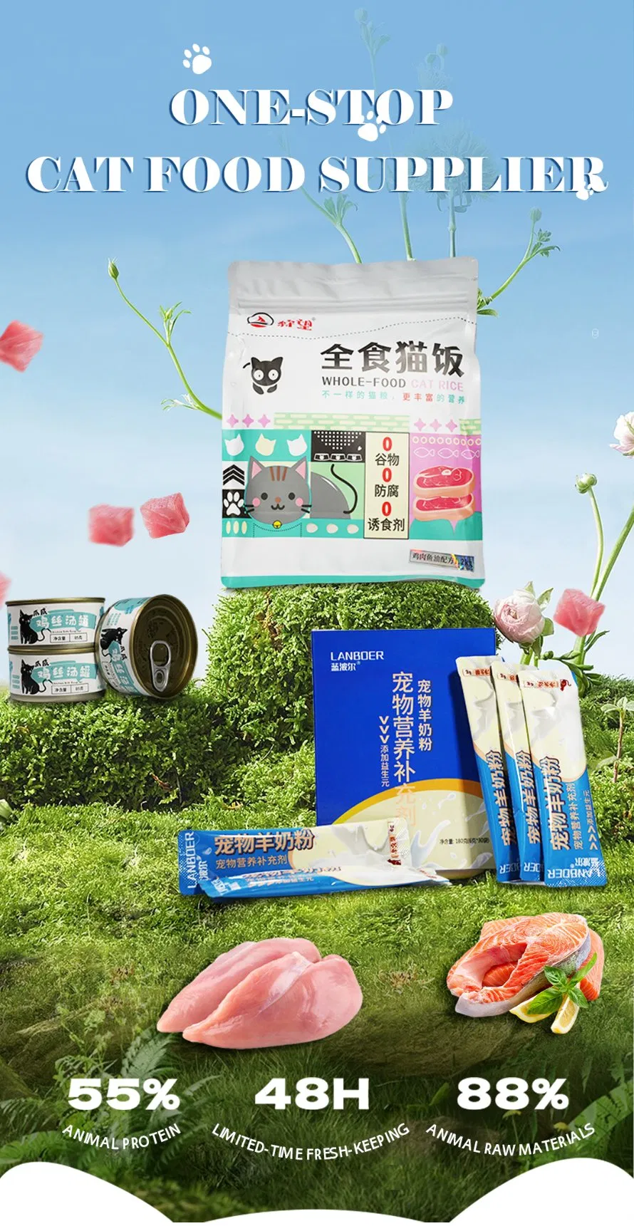 Wholesale Custom Label Healthy Natural Organic Formula Chicken / Tuna / Beef / Cod / Duck / Sea Snack / Fish Broth Sea Canned Pet/Cat Wet Food