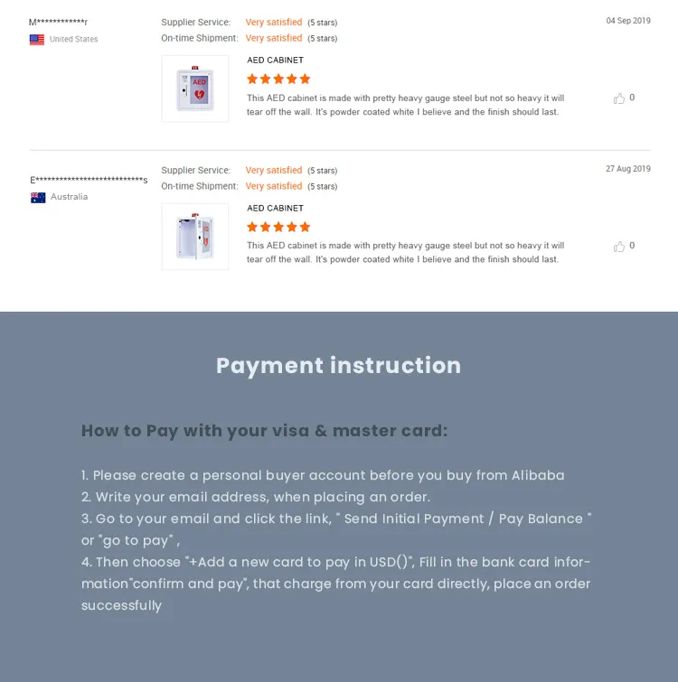 Wap Branded M2b Customize Logo Defibrillator Aed Wall Mount Cabinet for First Aid Use