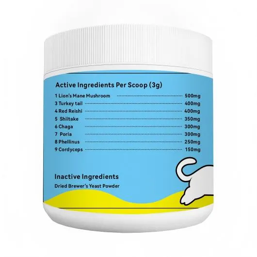 Mushroom Powder for Pet Daily Nutrition Immune Booster Pet Supplement OEM