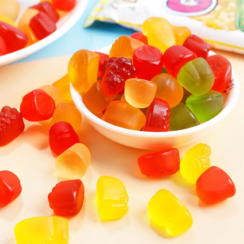 Wholesale Bulk Halal Gummy Candy Low Price Fruit Soft Sugar Sour Sweet Taste Assorted Heart Ball Gummy Candy