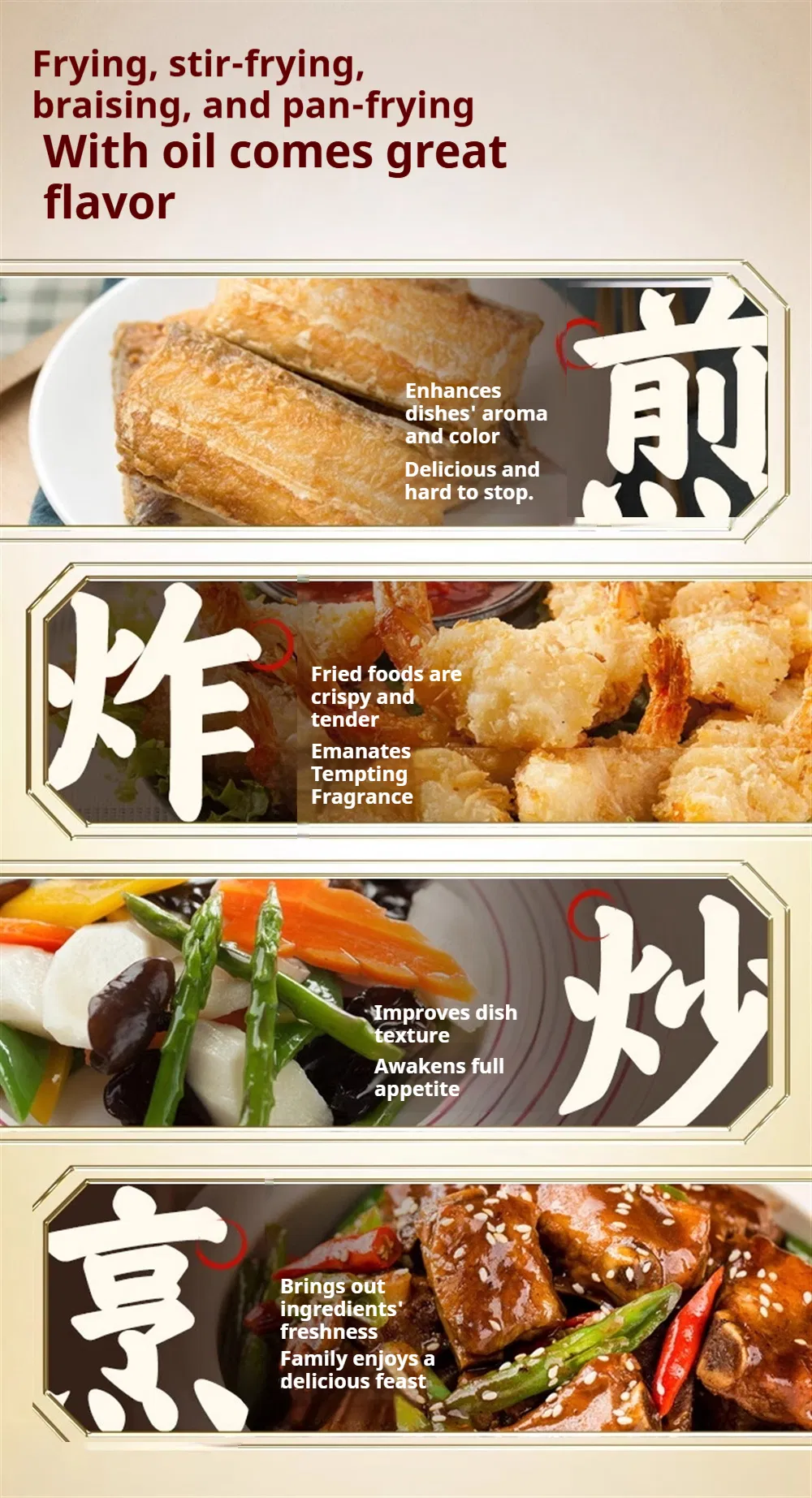 Jinlongyu Peanut Oil for Salad and Cold Dishes, Its Delicate Flavor Complements Rather Than Dominates Fresh Vegetables and Herbs.