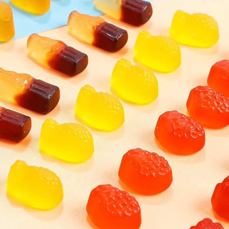 Factory Halal Mango Grape Sweet Peeling Soft Fruit Shaped Peeled Gummy Candy