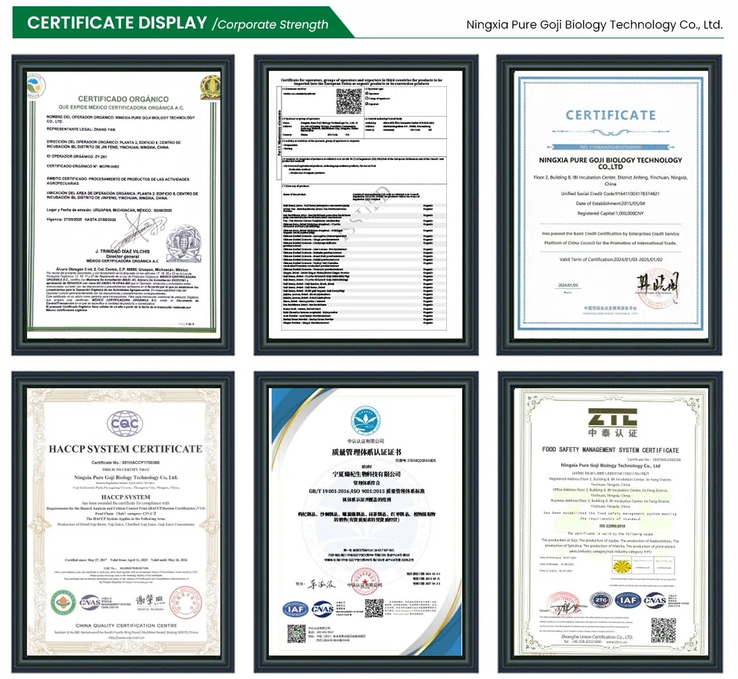 Premium Quality Ningxia Organic Dried Goji Berry Bulk for Food Ingredient Supply