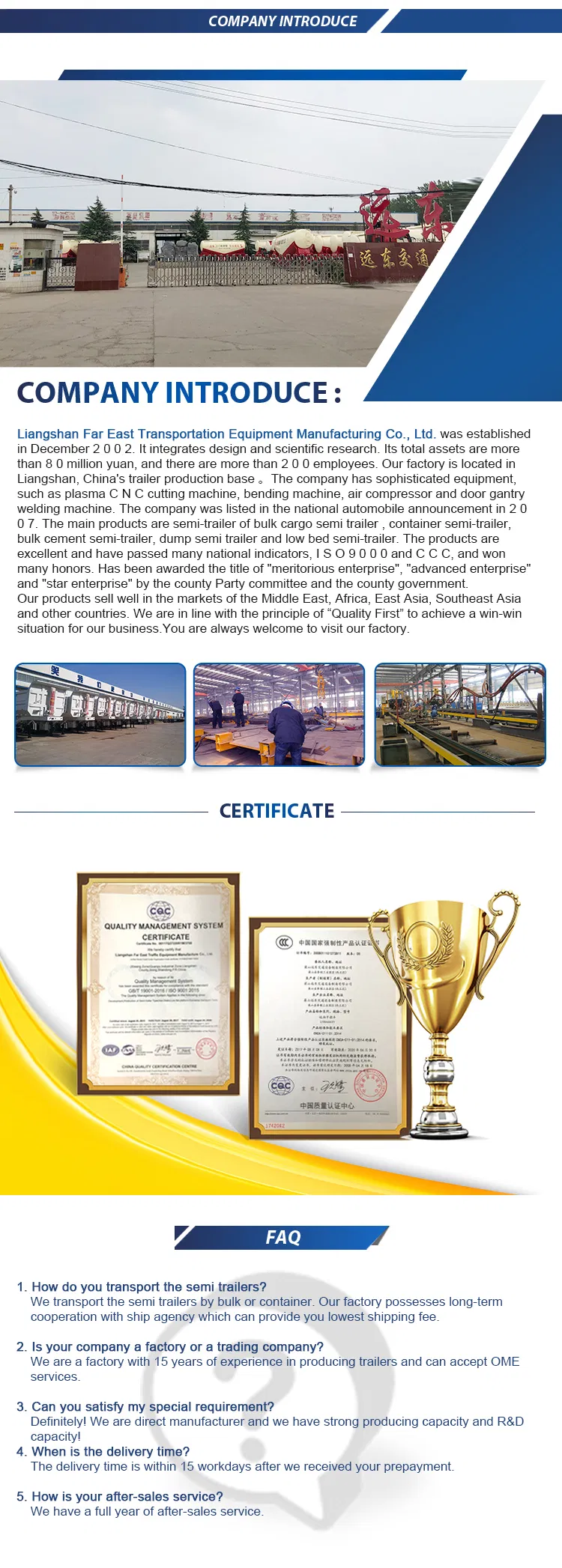 Shacman Delong F3000 Heavy-Duty 6*4 375HP Tractor Truck Head Semi Trailer Head