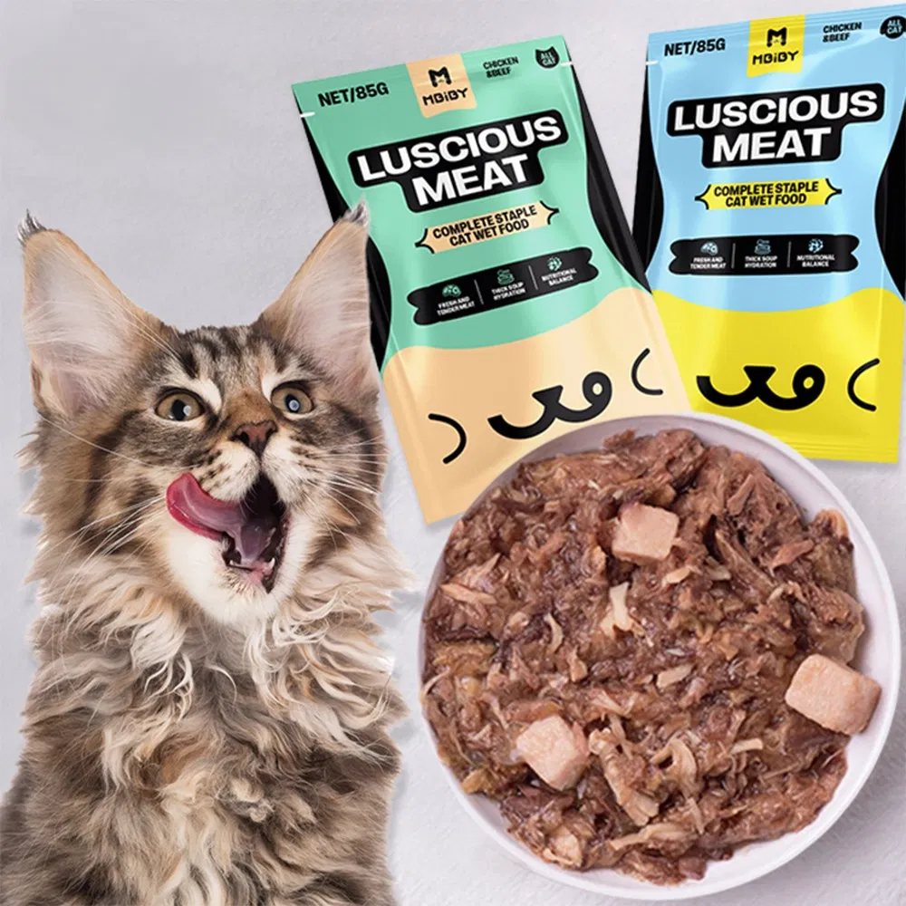 Factory Price 85g Cat Soup Wet Cat Food Various Flavors Meat Pouches Delicious Tasty Snaks for Cat