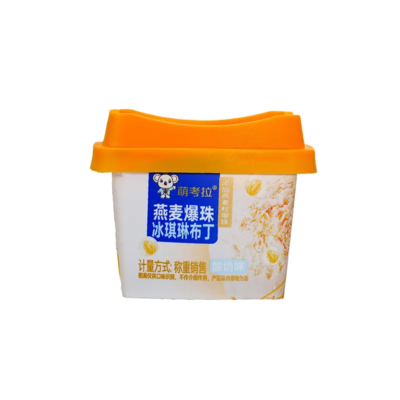 Mancoala Wholesale Oat Burst Pearl Yellow Peach Flavor Luxury Milk Pudding in Big Round Cup