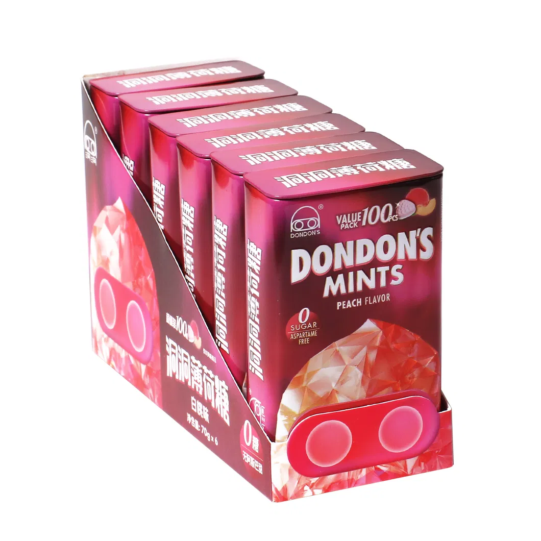 35g/70g Private Label Peach Flavor Candy Mint Shape Confectionery Sweets Snacks