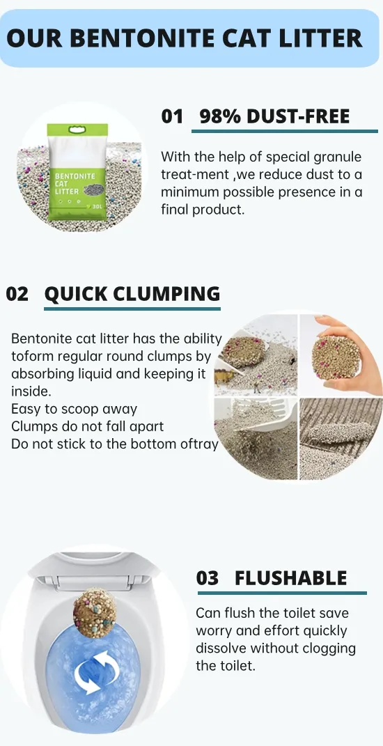 Customized Premium Bentonite Cat Litter Odour Lock Water Soluble Bentonite Clay
