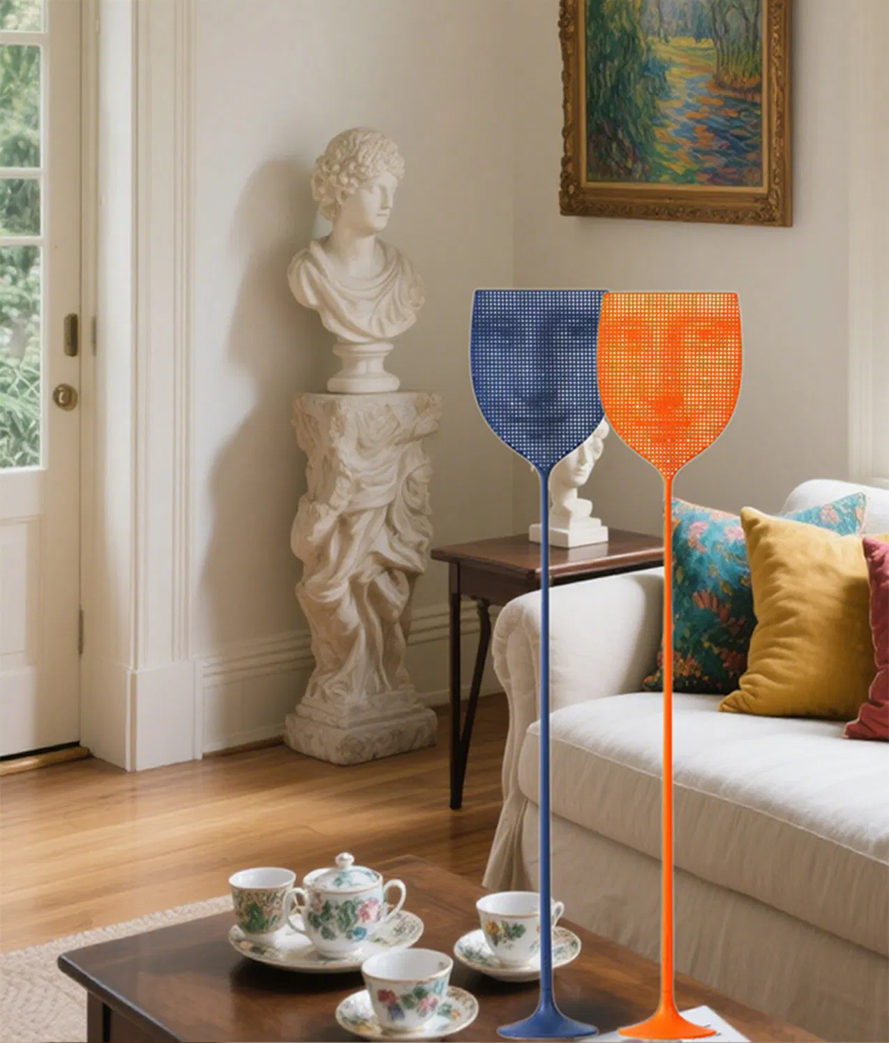 Wholesale Simple Durable Household Fly Swatter Lengthened Handle The Smile of Mona Lisa Fly Mosquito Shooter for Home