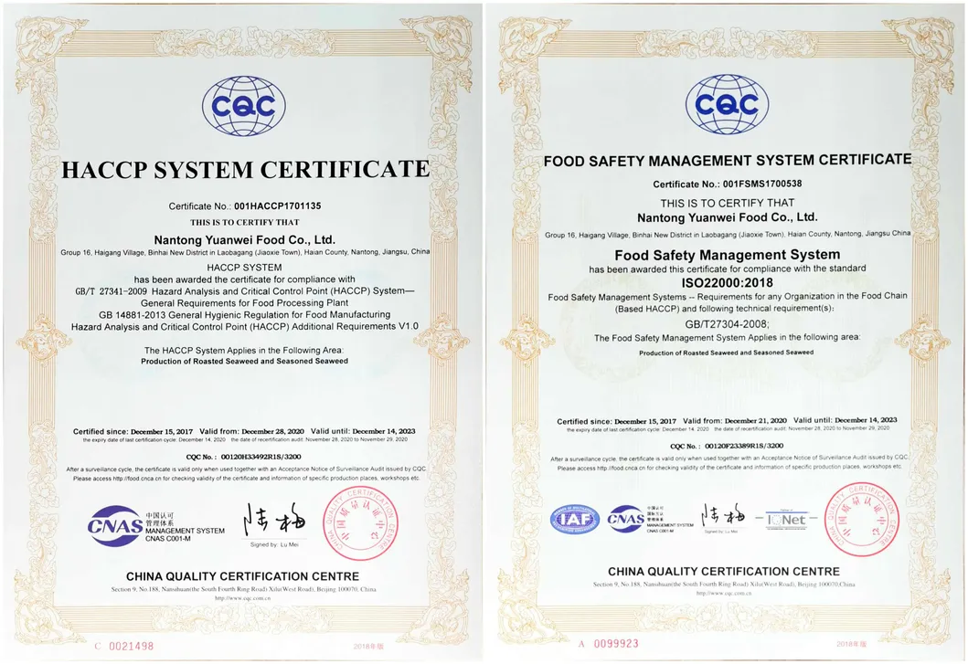 Sushi Nori Sheets with FDA & HACCP Certificates Factory
